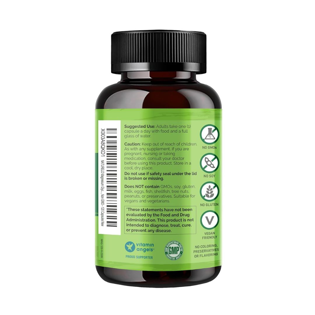 Naturelo Magnesium Glycinate Chelate Complex 120 Veg Capsules,X003A8QKD1