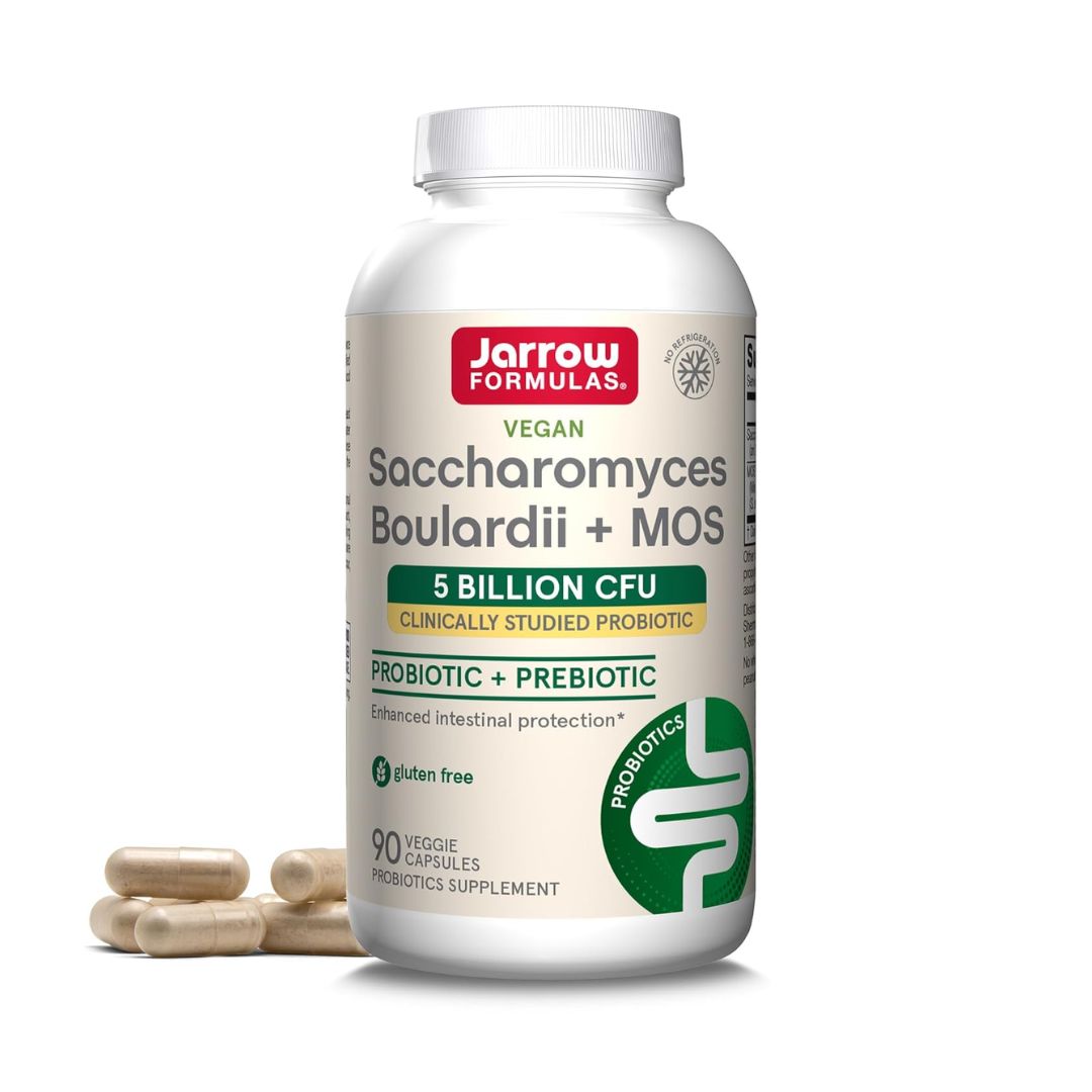 Jarrow Formulas Saccharomyces Boulardii + MOS 5 Billion CFU 90 Veg Capsules,790011030041