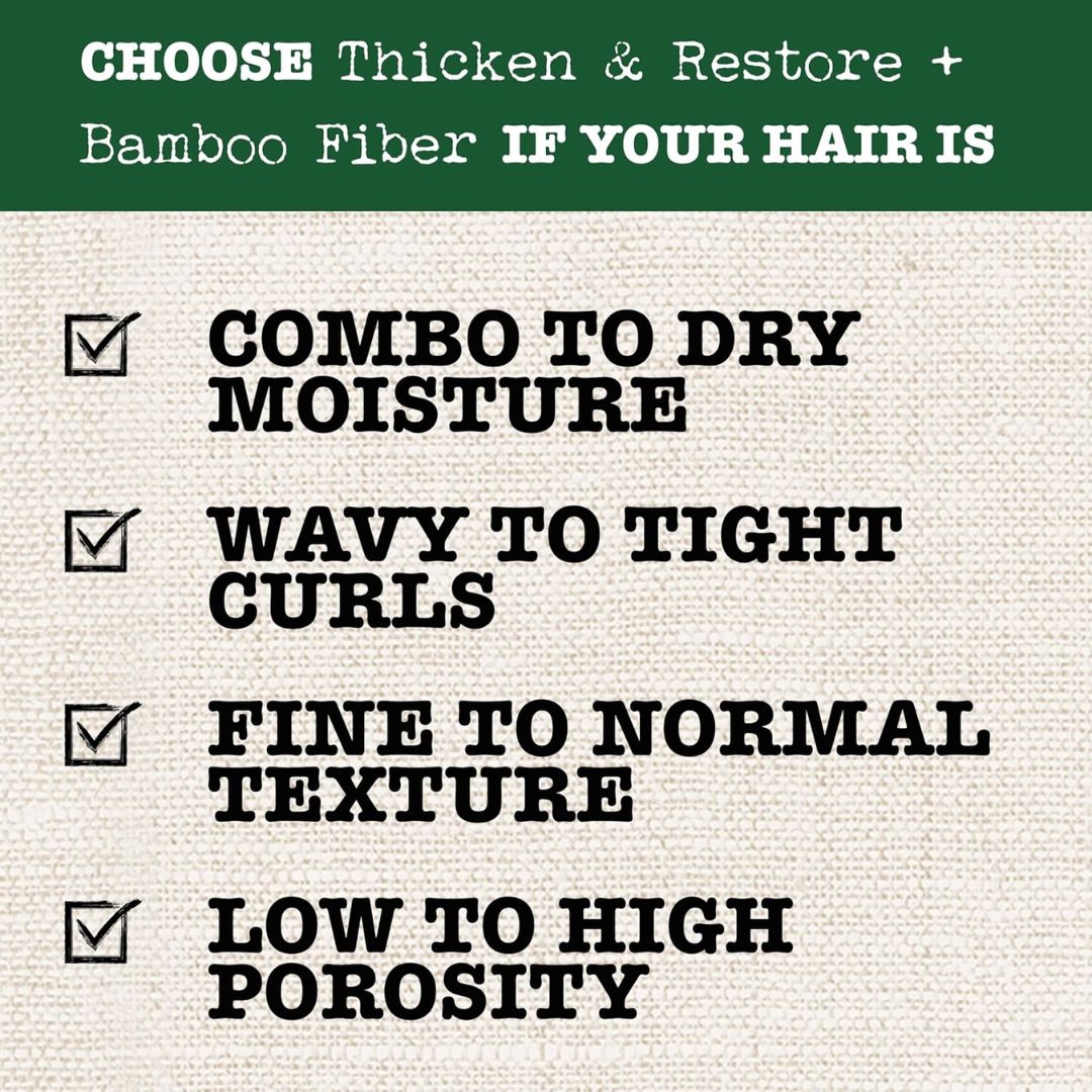 Maui Moisture Thicken & Restore + Bamboo Fibers Shampoo For Weak, Brittle Hair 385ml,022796180612