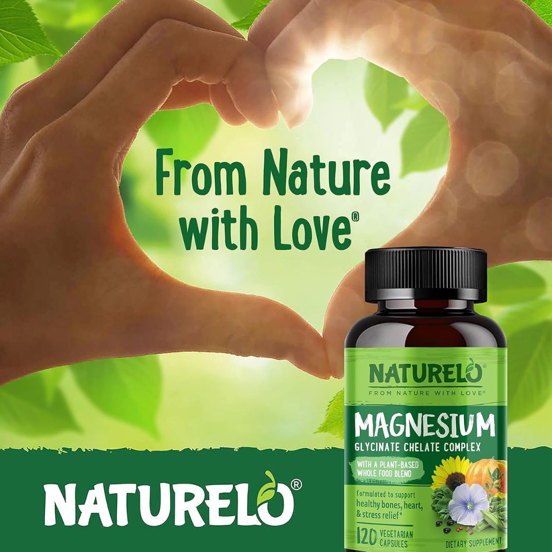 Naturelo Magnesium Glycinate Chelate Complex 120 Veg Capsules,X003A8QKD1