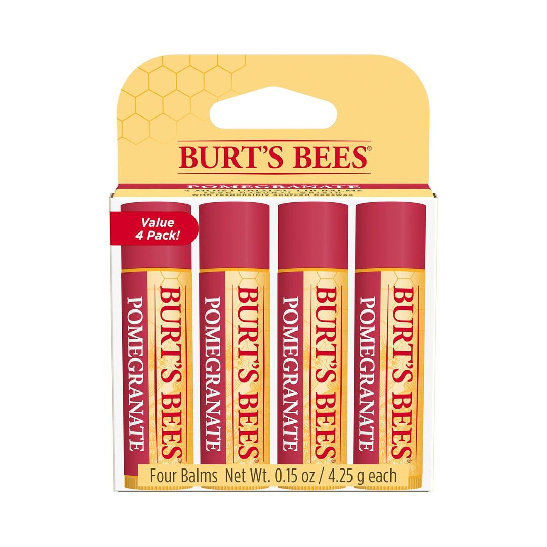 Burt's Bees Pomegranate Moisturizing Lip Balm (Pack Of 4) 4.25g Each,792850894235