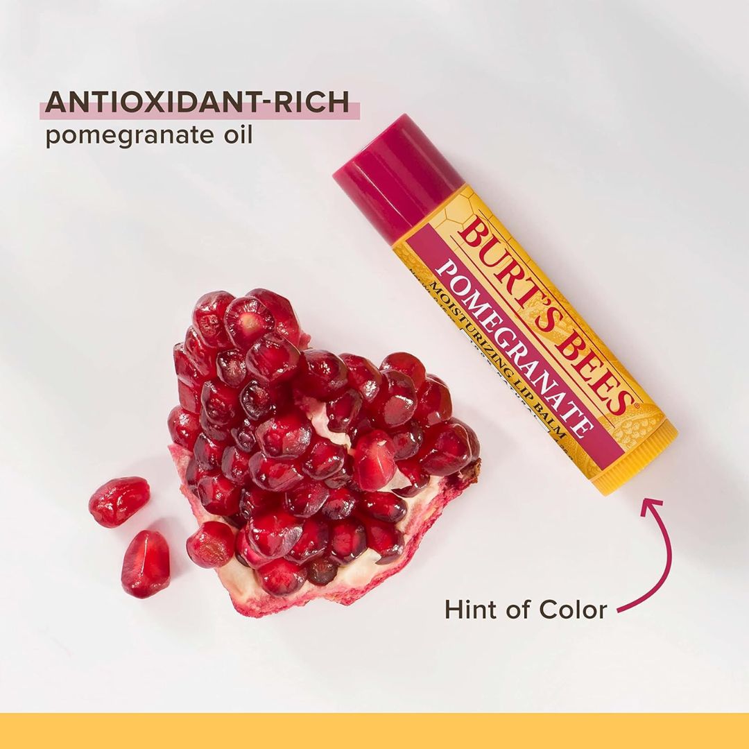 Burt's Bees Pomegranate Moisturizing Lip Balm (Pack Of 4) 4.25g Each,792850894235