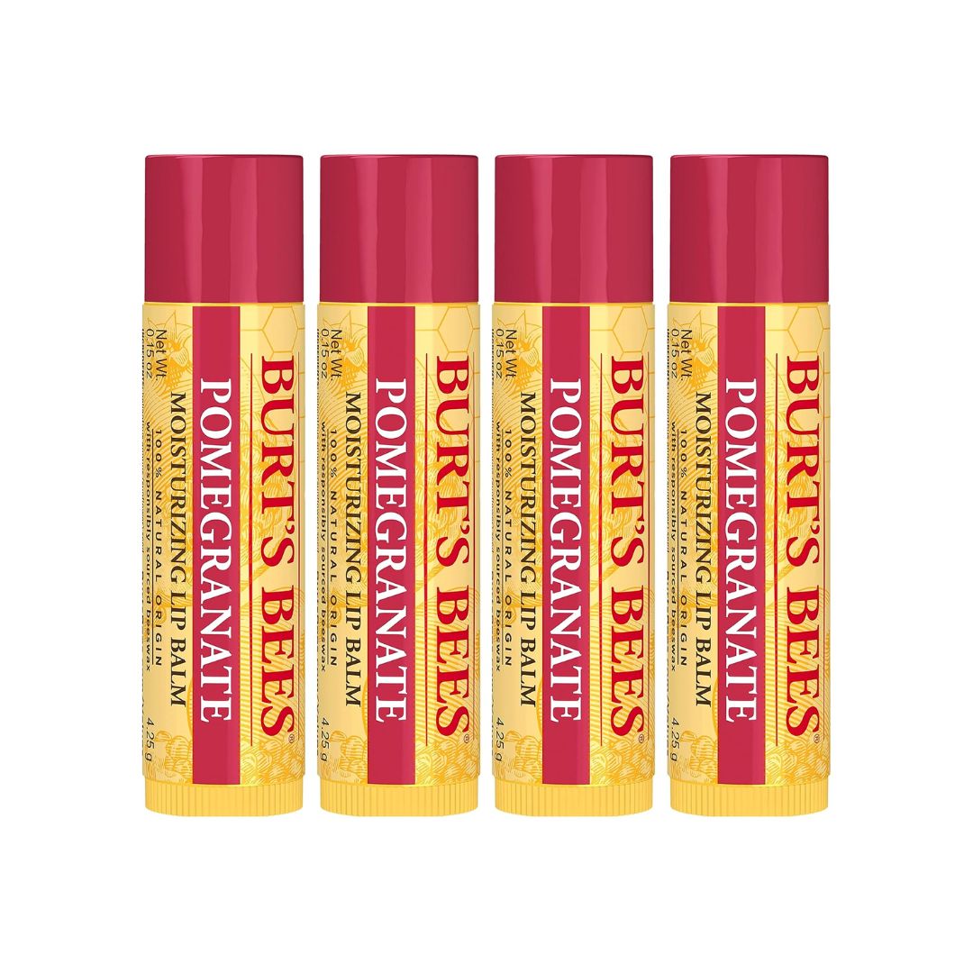 Burt's Bees Pomegranate Moisturizing Lip Balm (Pack Of 4) 4.25g Each,792850894235