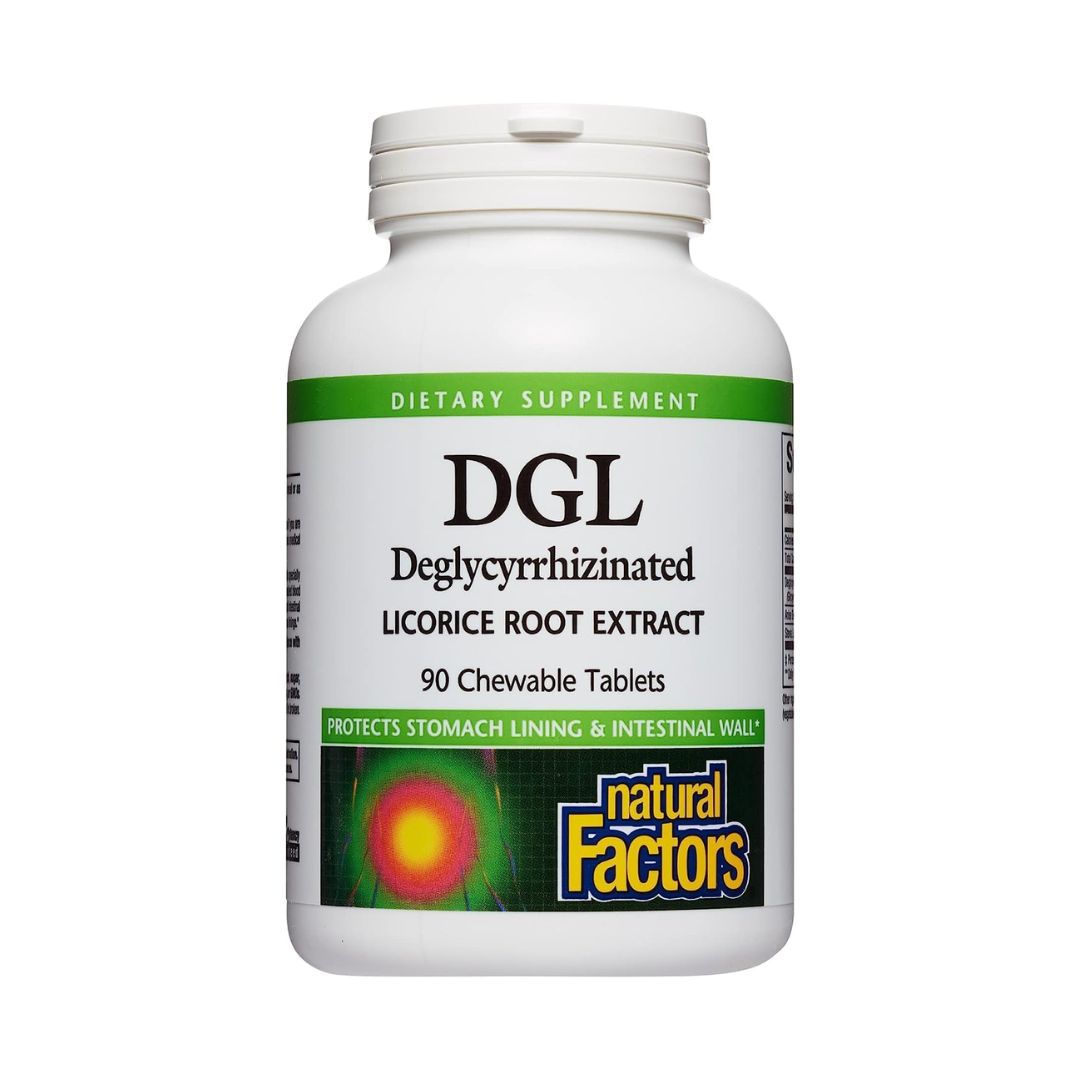 Natural Factors DGL Degltcyrrhizinated Licorice Root Extract 90 Chewable Tablets,068958045085