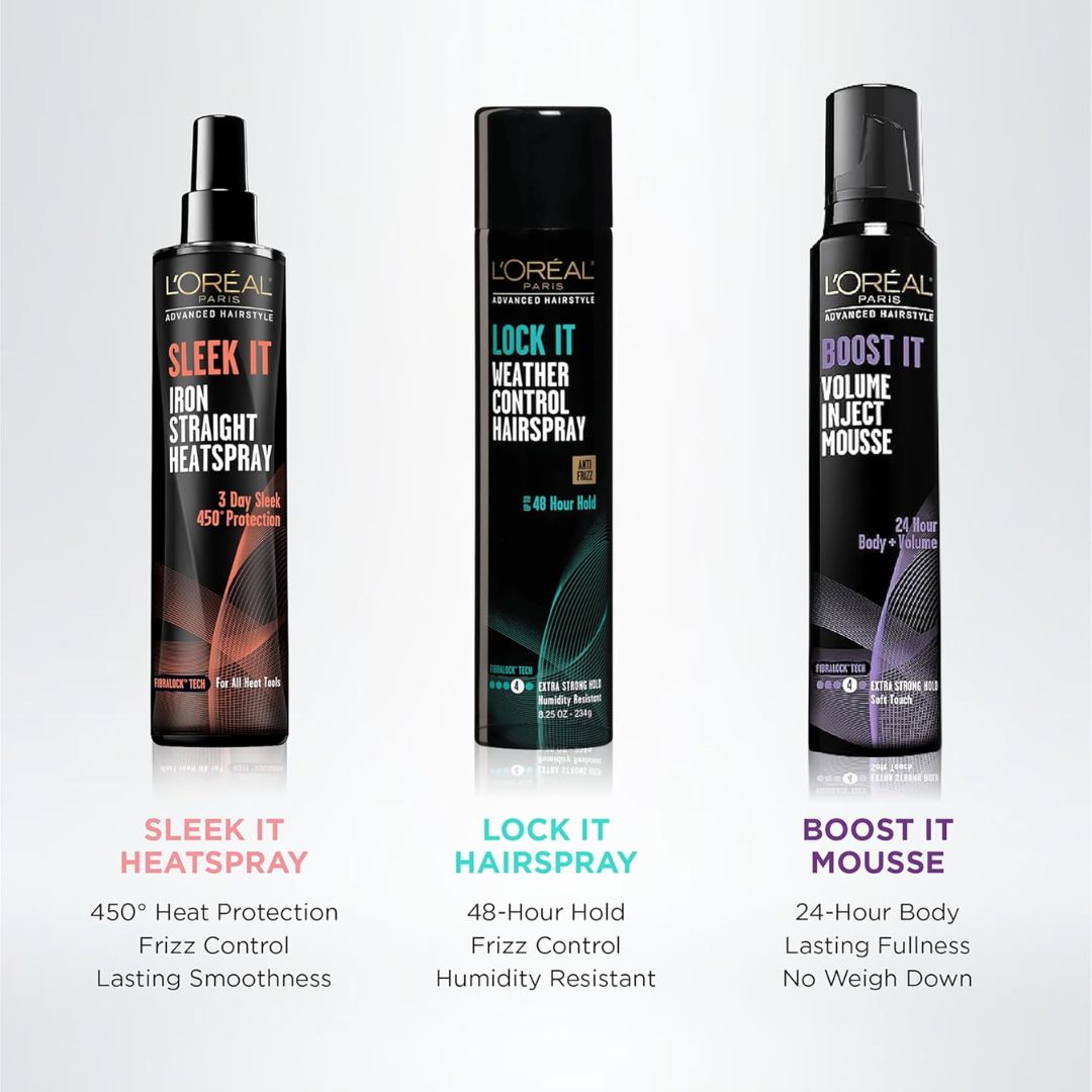 L'Oreal Paris Lock It Extra Strong Hold No.4 Anti Frizz Weather Control Hair Spray 234g,071249276747