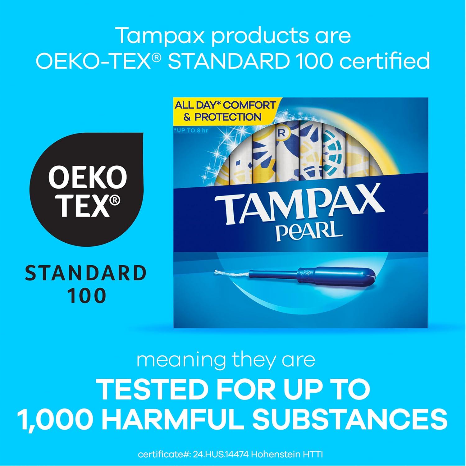 Tampax Pearl Tampons Ultra Absorbency With BPA-Free Plastic Applicator And LeakGuard Braid, Unscented, 32 Count,