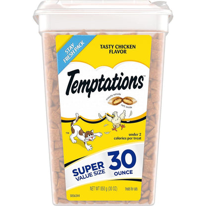 Temptations Cat Treats Tasty Chicken Flavor 30 oz Tub Crunchy and Soft Treats for Adult Cats Pack of 1
