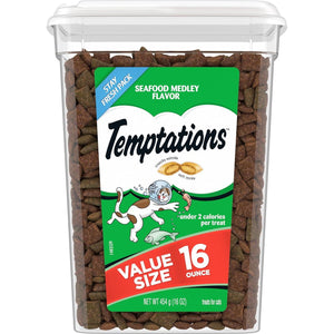 Temptations Classic Crunchy And Soft Cat Treats Seafood Medley Flavor, 16 Oz. Tub,