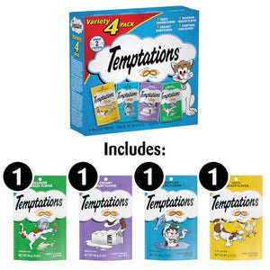 Temptations Crunchy & Soft Cat Treats Feline Favorites Variety Pack 3 oz Each Pack of 4