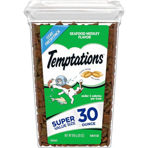 Temptations Classic Crunchy And Soft Cat Treats Seafood Medley Flavor, 30 Oz. Tub,