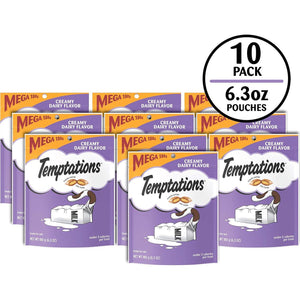 Temptations Classic Crunchy And Soft Cat Treats Creamy Dairy Flavor, 6.3 Oz. Pouch (Pack Of 10),