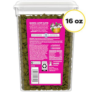 Temptations Cat Treats Blissful Catnip Flavor 16 oz Tub Crunchy Outside Soft Inside Snack for Cats