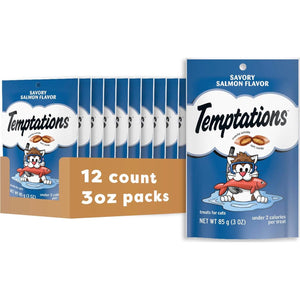 Temptations Classic Crunchy And Soft Cat Treats Savory Salmon Flavor, 3 Oz. Pouch (Pack Of 12),