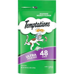 Temptations Classic Crunchy And Soft Cat Treats Seafood Medley Flavor, 48 Oz. Pouch,