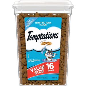Temptations Cat Treats Tuna Flavor Crunchy and Soft 16 oz Tub