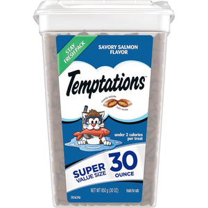 Temptations Classic Crunchy And Soft Cat Treats Savory Salmon Flavor, 30 Oz. Tub,