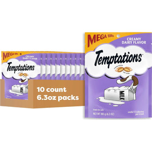Temptations Classic Crunchy And Soft Cat Treats Creamy Dairy Flavor, 6.3 Oz. Pouch (Pack Of 10),