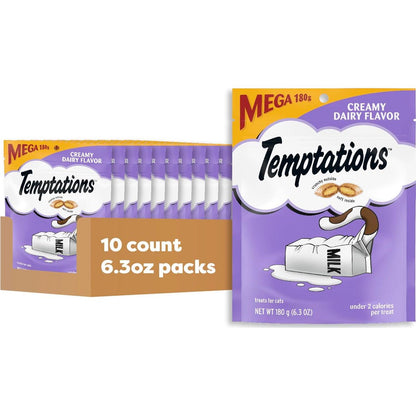 Temptations Classic Crunchy And Soft Cat Treats Creamy Dairy Flavor, 6.3 Oz. Pouch (Pack Of 10),