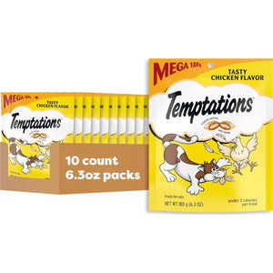 Temptations Classic Crunchy And Soft Cat Treats Tasty Chicken Flavor, 6.3 Oz, Pack Of 10,