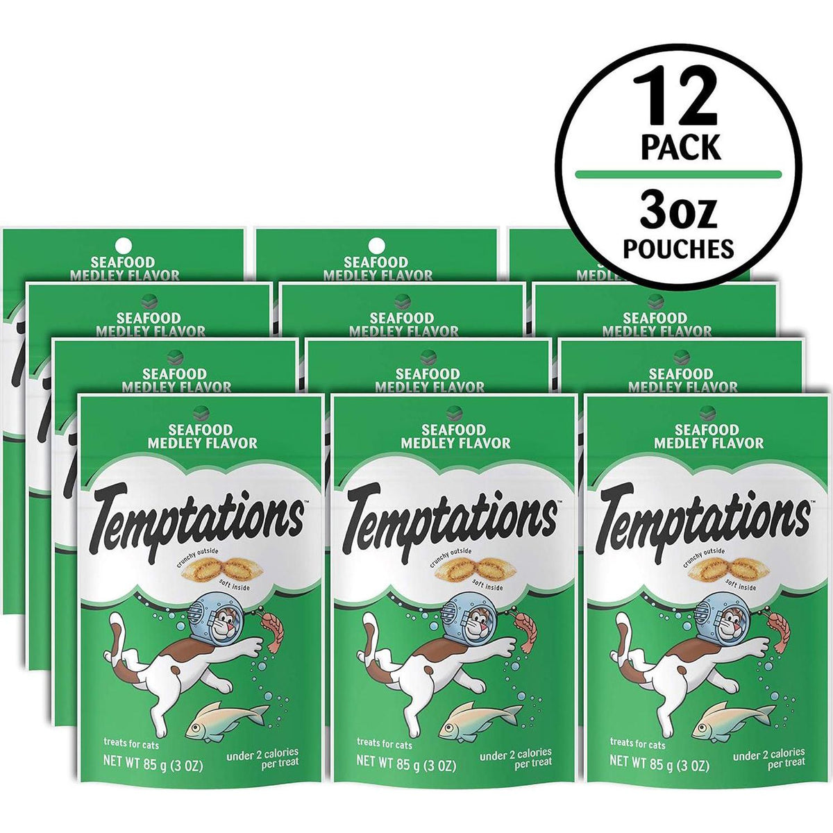 Temptations Classic Treats For Cats Seafood Medley Flavor 3 Ounces (Pack Of 12),