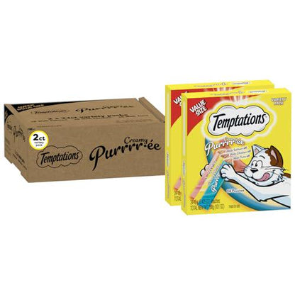 Temptations Creamy Purée Cat Treats Variety Pack, Chicken, Salmon & Tuna, 0.42 oz x 48 Lickable Pouches