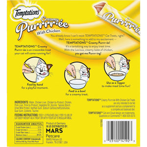 Temptations Creamy Purée Lickable Cat Treats, Chicken Flavor, 0.42 oz Pouches x 24
