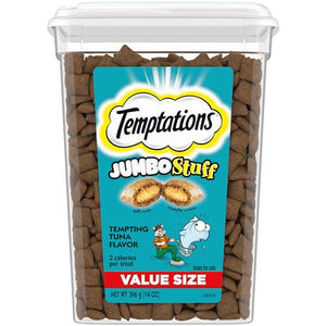Temptations Jumbo Stuff Cat Treats Tuna Flavor Crunchy and Soft 14 oz Tub