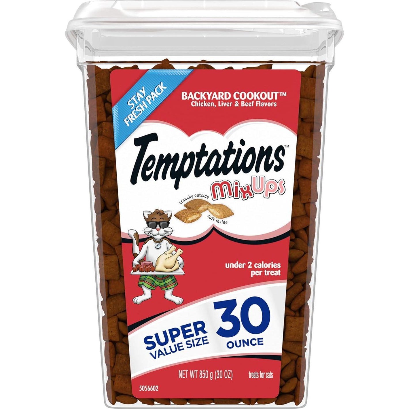 Temptations MixUps Backyard Cookout Cat Treats 30 oz Tub Crunchy and Soft Texture Combo