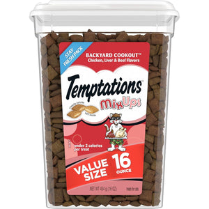 Temptations MixUps Cat Treats Backyard Cookout Flavor Crunchy and Soft Texture 16 oz Tub