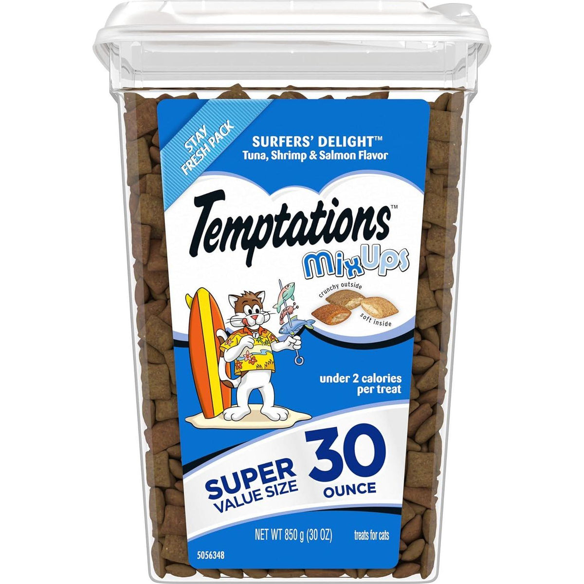 Temptations MixUps Surfer's Delight Flavor Crunchy And Soft Cat Treats, 30 Oz. Tub,