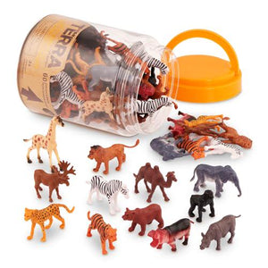 Terra by Battat 60 Piece Wild Animal Tube Safari Plastic Figurines for Kids and Toddlers Ages 3 Plus