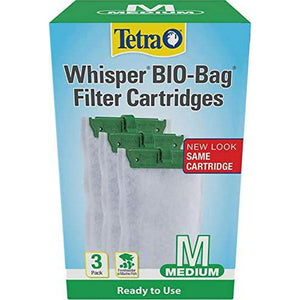 Tetra Whisper Bio Bag Filter Cartridges Medium Green 3 Pack Ready to Use Freshwater Marine Odor Control