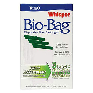 Tetra Whisper Bio Bag Filter Cartridges Medium Green 3 Pack Ready to Use Freshwater Marine Odor Control