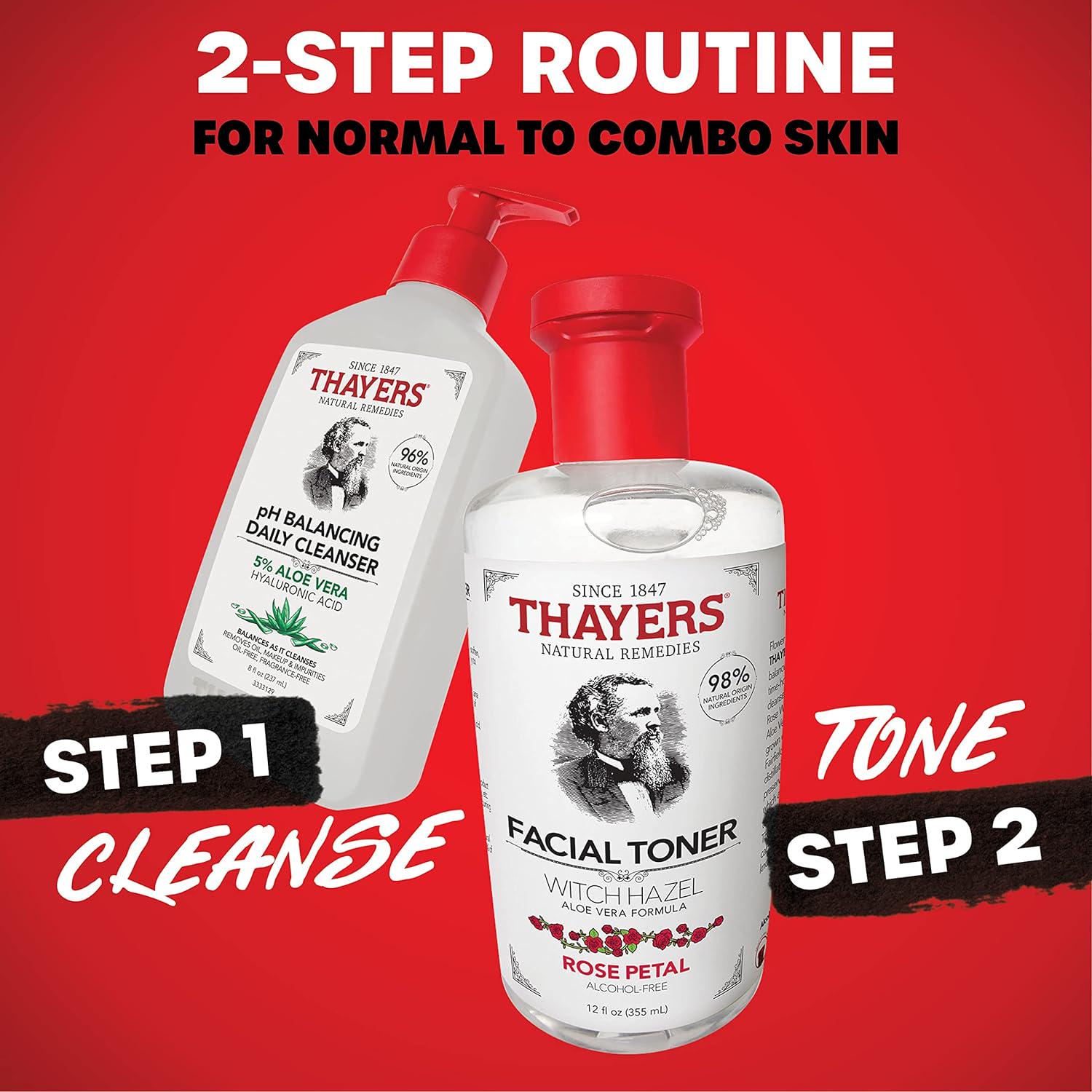 Thayers Alcohol-Free, Hydrating Rose Petal Witch Hazel Facial Toner With Aloe Vera Formula, Vegan, Dermatologist Tested And Recommended, 12 Oz (Pack Of 2),