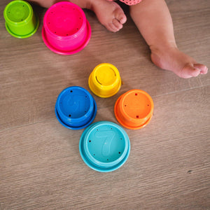 The First Years Stack and Count Cups Set of 8 Colorful Baby Bath Stacking Toys for Learning and Water Play