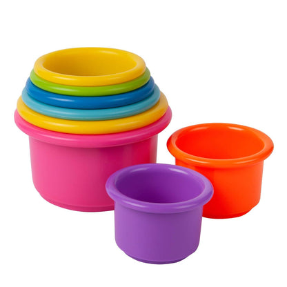 The First Years Stack and Count Cups Set of 8 Colorful Baby Bath Stacking Toys for Learning and Water Play