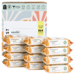 The Honest Company Clean Conscious Unscented Wipes | Over 99% Water, Compostable, Plant-Based, Baby Wipes | Hypoallergenic For Sensitive Skin, EWG Verified | Sunburst, 864 Count,