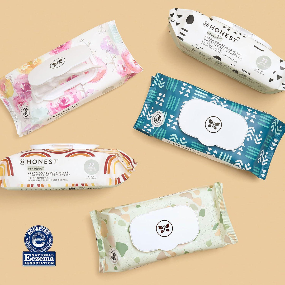 The Honest Company Clean Conscious Unscented Wipes | Over 99% Water, Compostable, Plant-Based, Baby Wipes | Hypoallergenic For Sensitive Skin, EWG Verified | Balance Blues, 72 Count,