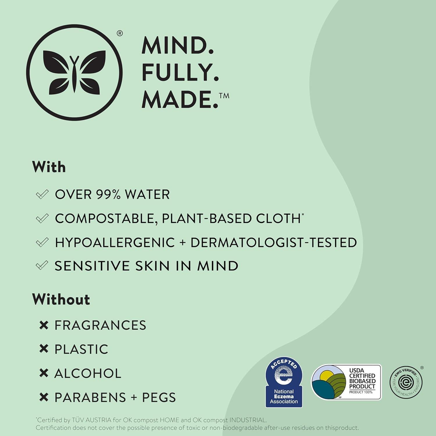 The Honest Company Clean Conscious Unscented Wipes | Over 99% Water, Compostable, Plant-Based, Baby Wipes | Hypoallergenic For Sensitive Skin, EWG Verified | Sunburst, 864 Count,