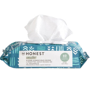 The Honest Company Clean Conscious Unscented Wipes | Over 99% Water, Compostable, Plant-Based, Baby Wipes | Hypoallergenic For Sensitive Skin, EWG Verified | Balance Blues, 60 Count,