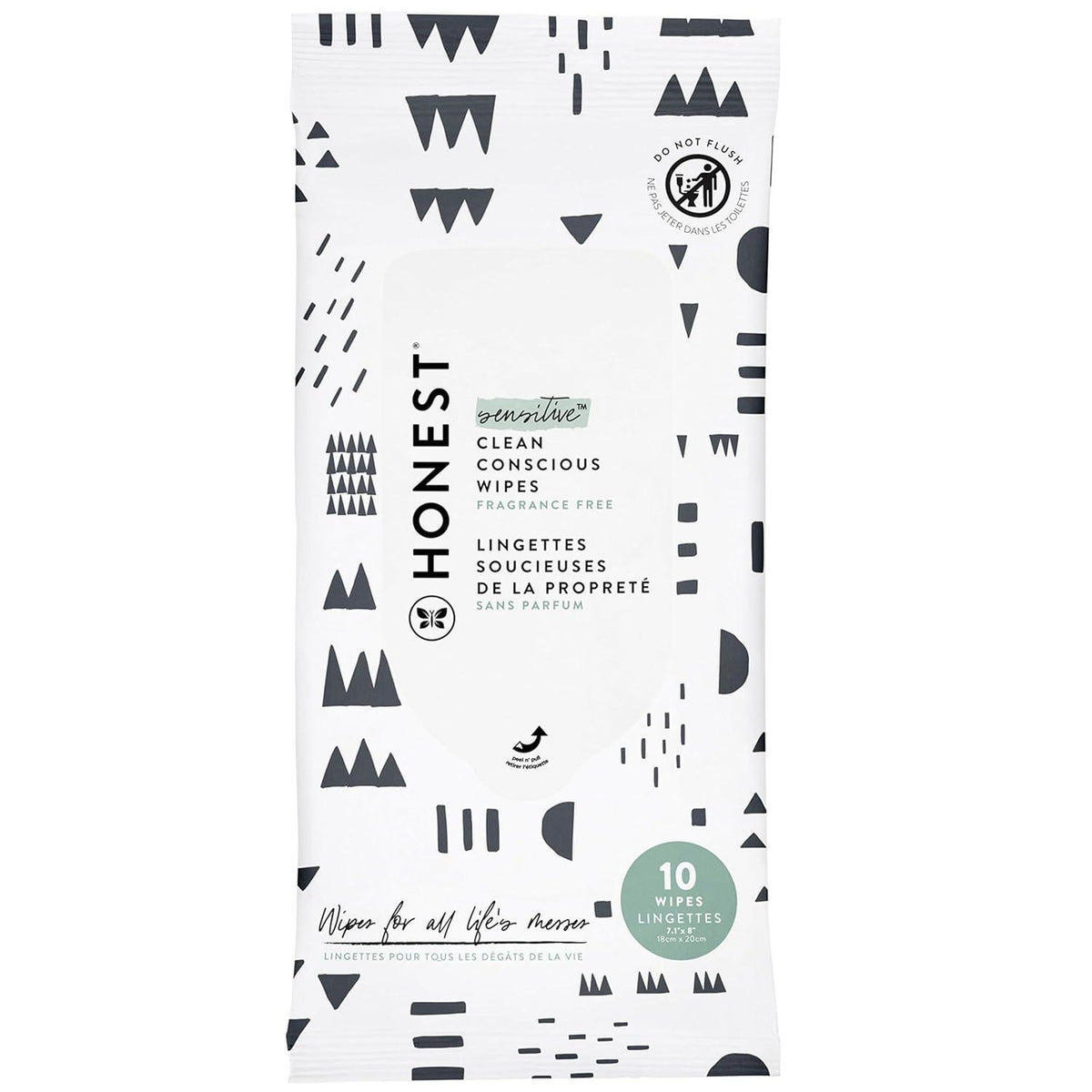 The Honest Company Clean Conscious Unscented Wipes | Over 99% Water, Compostable, Plant-Based, Baby Wipes | Hypoallergenic For Sensitive Skin, EWG Verified | Pattern Play, 10 Count,