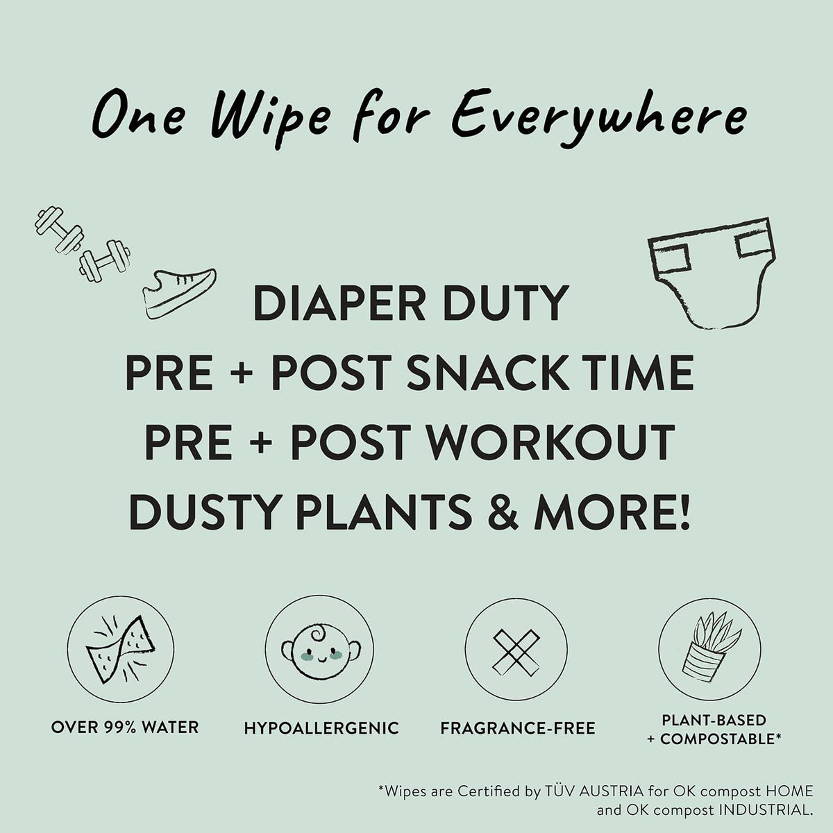 The Honest Company Clean Conscious Unscented Wipes | Over 99% Water, Compostable, Plant-Based, Baby Wipes | Hypoallergenic For Sensitive Skin, EWG Verified | Balance Blues, 72 Count,