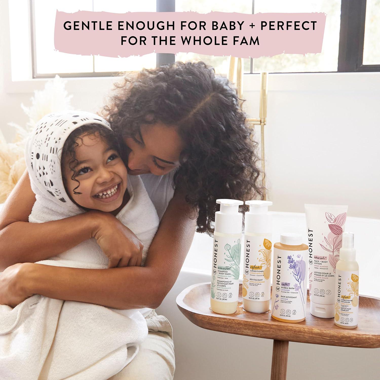 The Honest Company Foaming Bubble Bath | Gentle For Baby | Naturally Derived, Tear-free, Hypoallergenic | Lavender Calm, 12 Fl Oz,