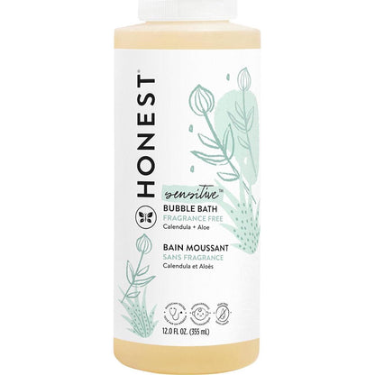 The Honest Company Foaming Bubble Bath | Gentle For Baby | Naturally Derived, Tear-free, Hypoallergenic | Fragrance Free Sensitive, 12 Fl Oz,