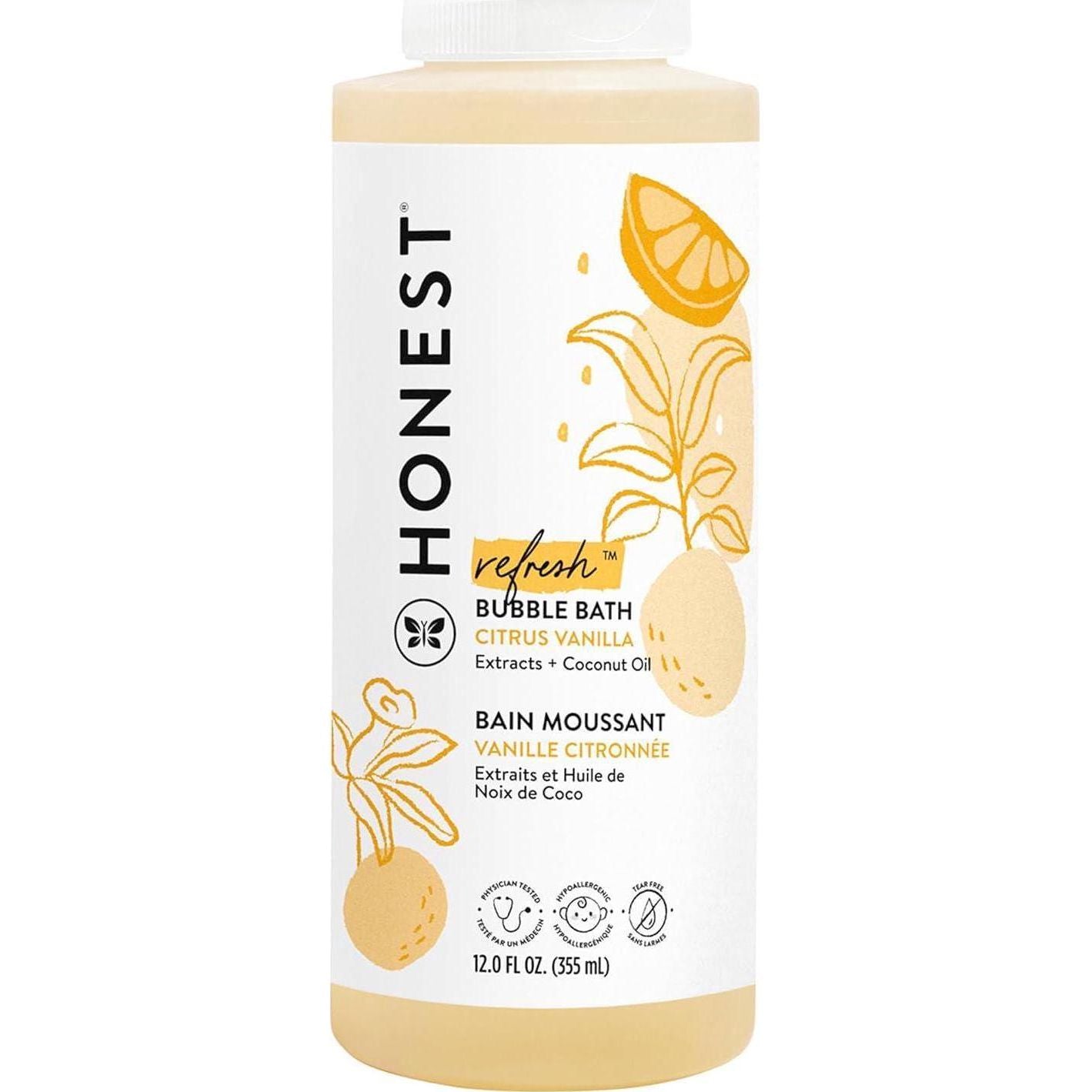 The Honest Company Foaming Bubble Bath | Gentle For Baby | Naturally Derived, Tear-free, Hypoallergenic | Citrus Vanilla Refresh, 12 Fl Oz,