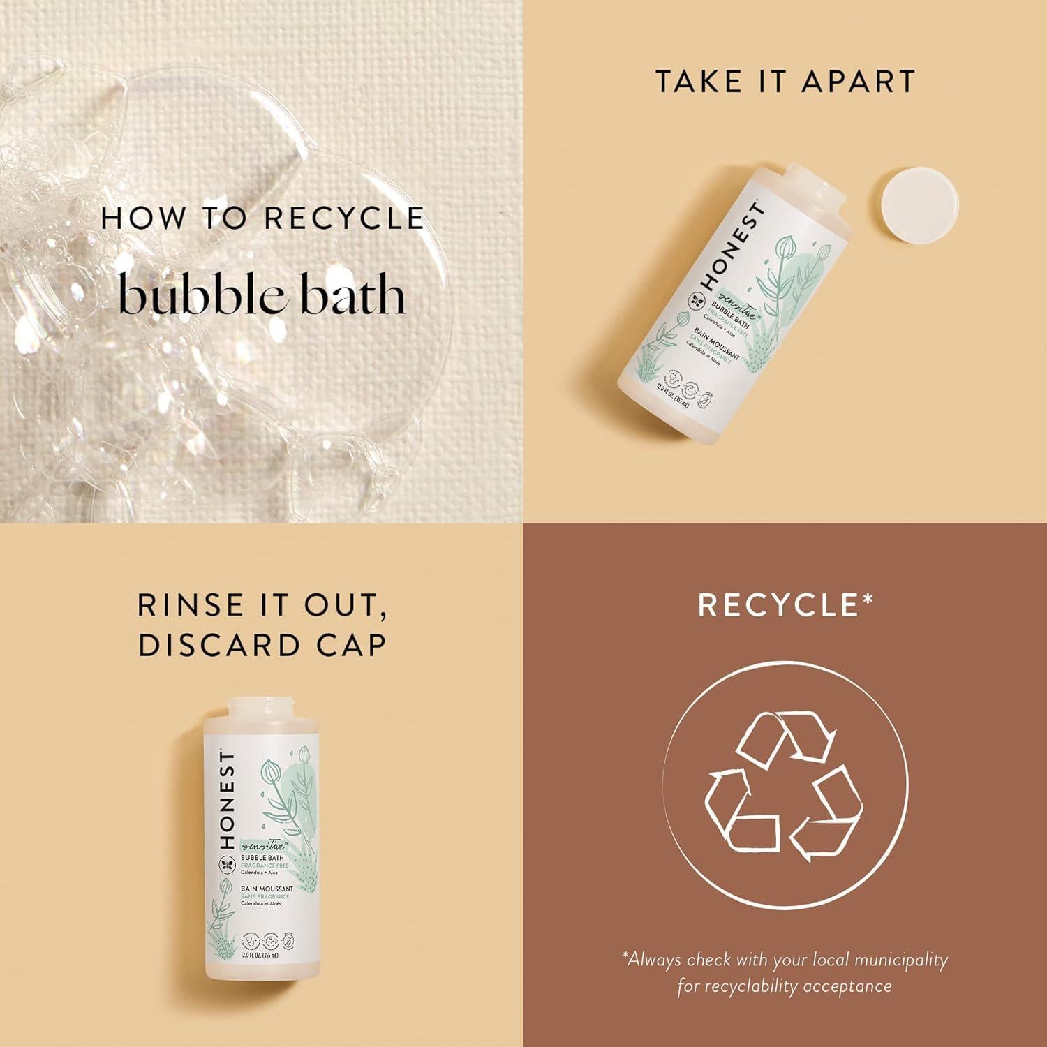 The Honest Company Foaming Bubble Bath | Gentle For Baby | Naturally Derived, Tear-free, Hypoallergenic | Fragrance Free Sensitive, 12 Fl Oz,