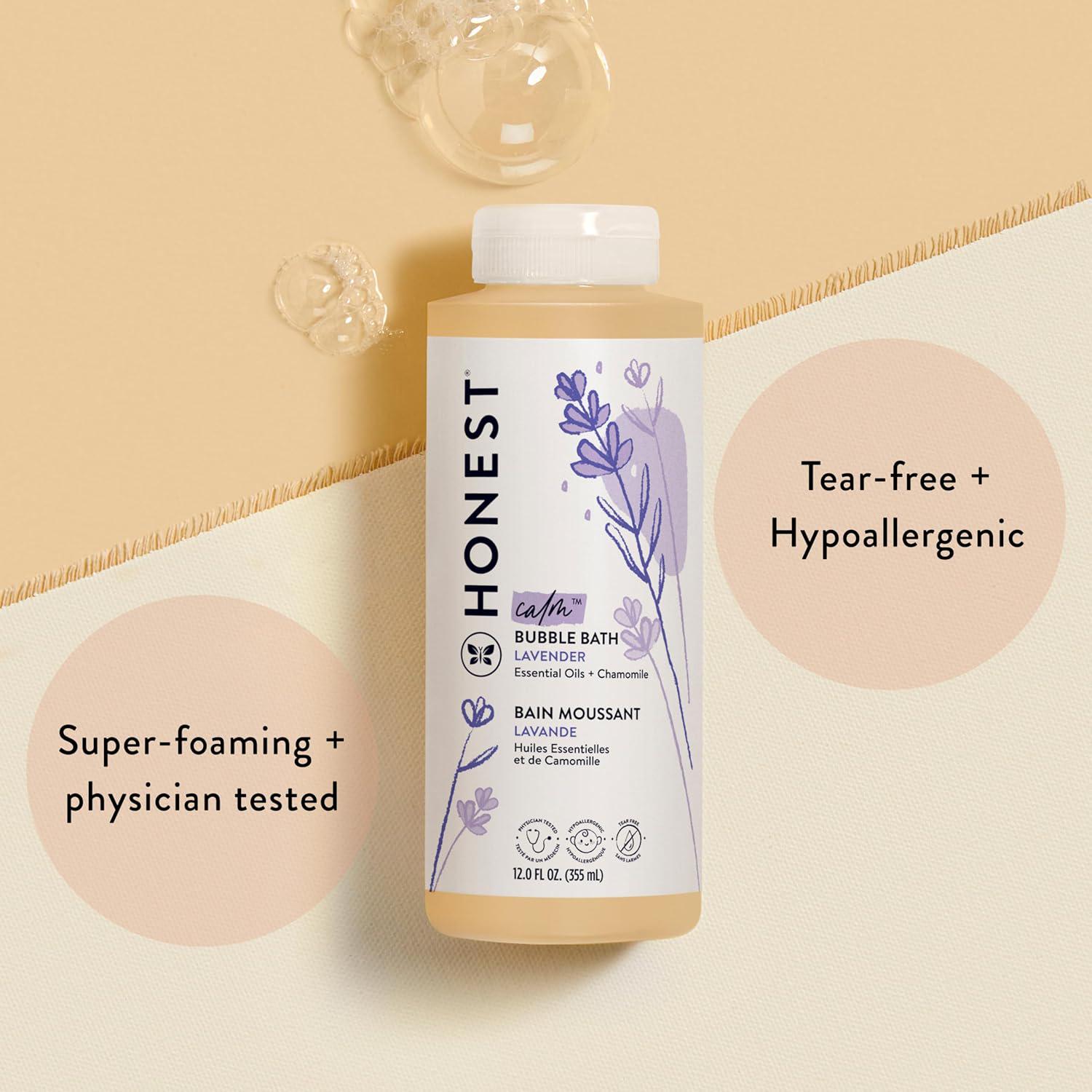The Honest Company Foaming Bubble Bath | Gentle For Baby | Naturally Derived, Tear-free, Hypoallergenic | Lavender Calm, 12 Fl Oz,