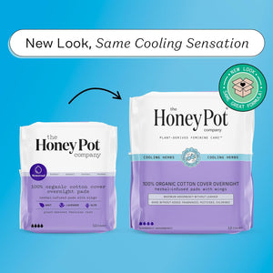 The Honey Pot Company The Honey Pot Company - Herbal Pads For Women - Overnight W/Wings - Infused W/Essential Oils For Cooling Effect And Organic Cotton Cover - Feminine Care - FSA And HSA Eligible - 12 Ct