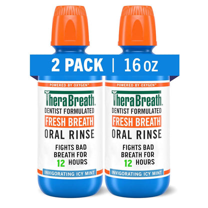 TheraBreath TheraBreath Fresh Breath Mouthwash, Icy Mint Flavor, Alcohol-Free, 16 Fl Oz (Pack Of 2)