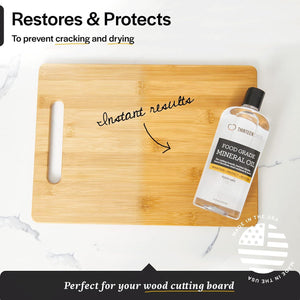 Thirteen Chefs Thirteen Chefs Mineral Oil - 12oz Food Grade Conditioner For Wood Cutting Board, Countertop And Butcher Block, Lubricant For Knife Or Meat Grinder - Safe USP Finish On Marble, Soapstone